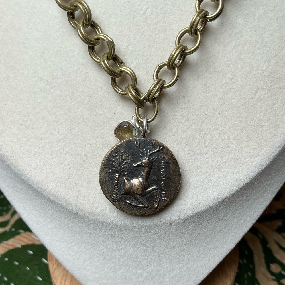 Double Rollo Gold Chain with Greek Vintage Coin ~ Artemis of Ephesus - Picture 5 of 7